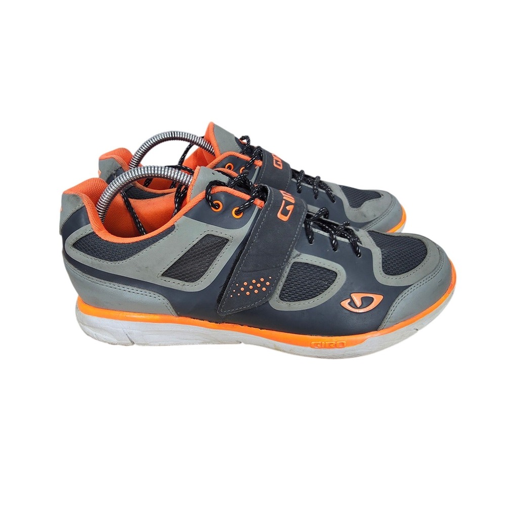 Giro Grynd Cycling Shoes Mens 11 Gray Orange Hook And Loop Mountain Bike Fitness